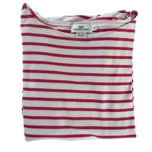 Vineyard Vines Womens Size XS Pink White Stripe 3/4 Sleeves Comfort Cotton Dress